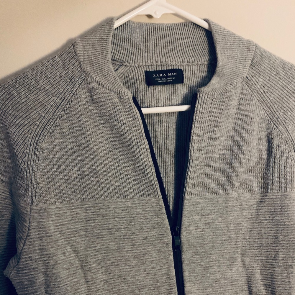 New Men’s Zara grey full zip cardigan